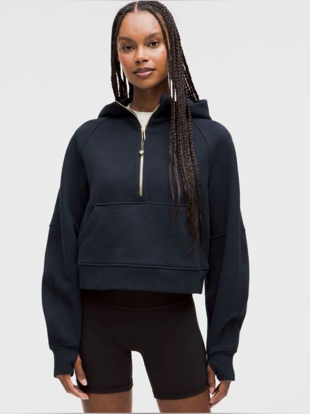 Lululemon Scuba Navy Blue Hoodie with Gold Zipper Size XS/S - Picture 2 of 5